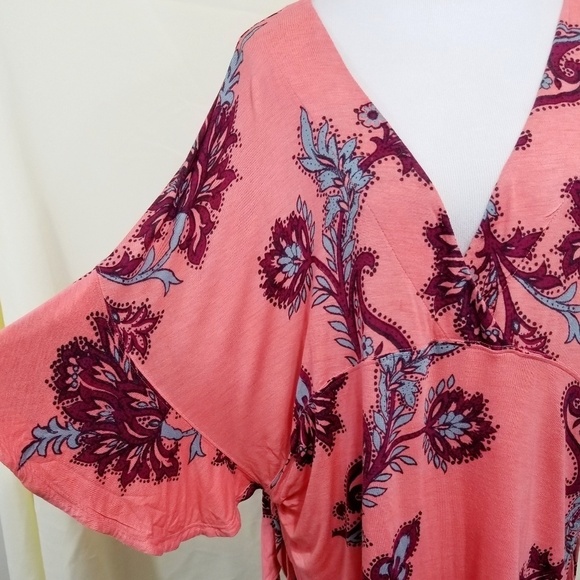 Free People Maui Wowie blouse coral pink floral - Picture 6 of 8